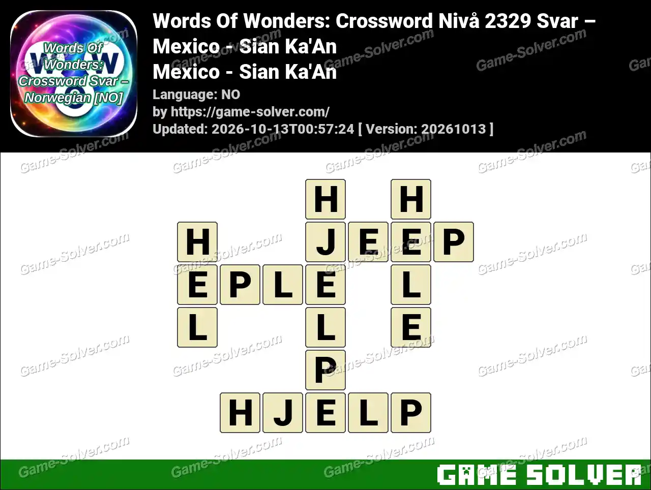 Words Of Wonders: Crossword Nivå 2329 Svar – Mexico – Sian Ka’An